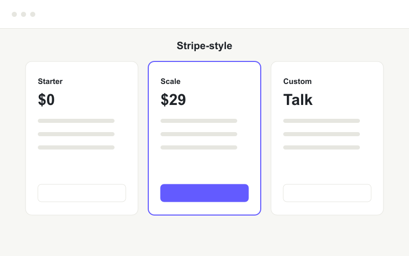 A pricing layout ending in a contact-sales tier