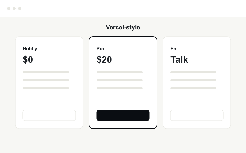 A developer-tool pricing page with a hobby tier