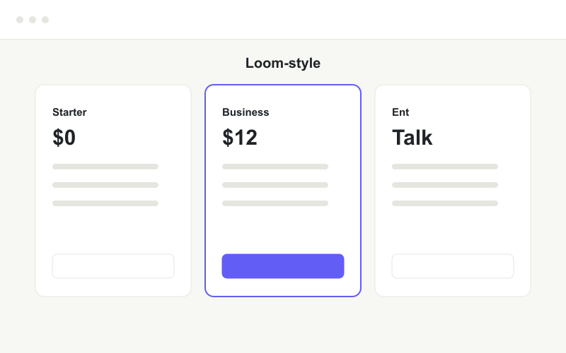 A video tool pricing page ending in an enterprise tier